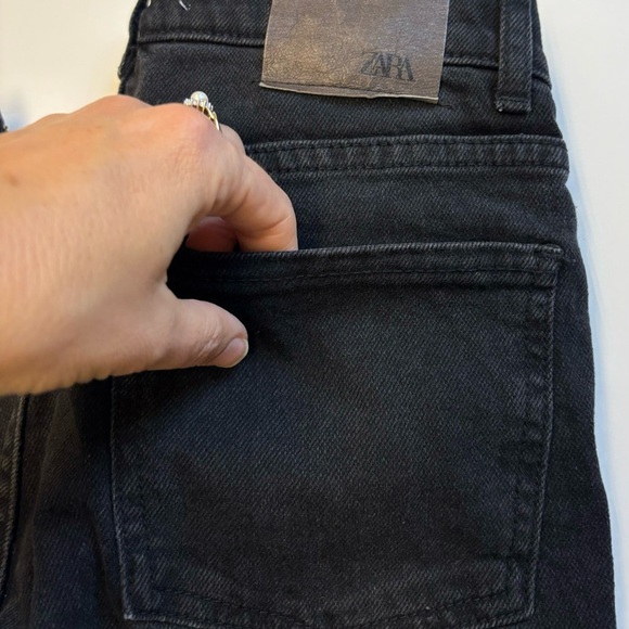 Zara girls black sparkle high rise straight leg denim jeans size 11-12 - Picture 9 of 10